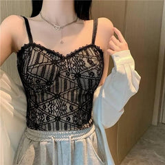 Florea - Guipure dress half body Crop Top - Black