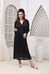 Florea - 2 PCS LONG SLIT SILK NIGHTY SET 120 - Free Size