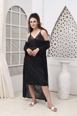 Florea - 2 PCS LONG SLIT SILK NIGHTY SET 120 - Free Size