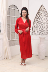 Florea - 2 PCS LONG SLIT SILK NIGHTY SET 120 - Free Size