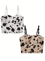 Florea - Camisole Floral Bra Flower Strap - Cream