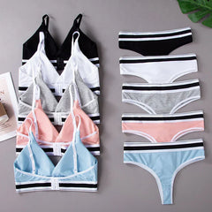 Florea - Seamless Sports Bra and Thong Set Free Size - White