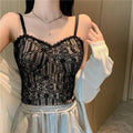 Florea - Guipure dress half body Crop Top - Black
