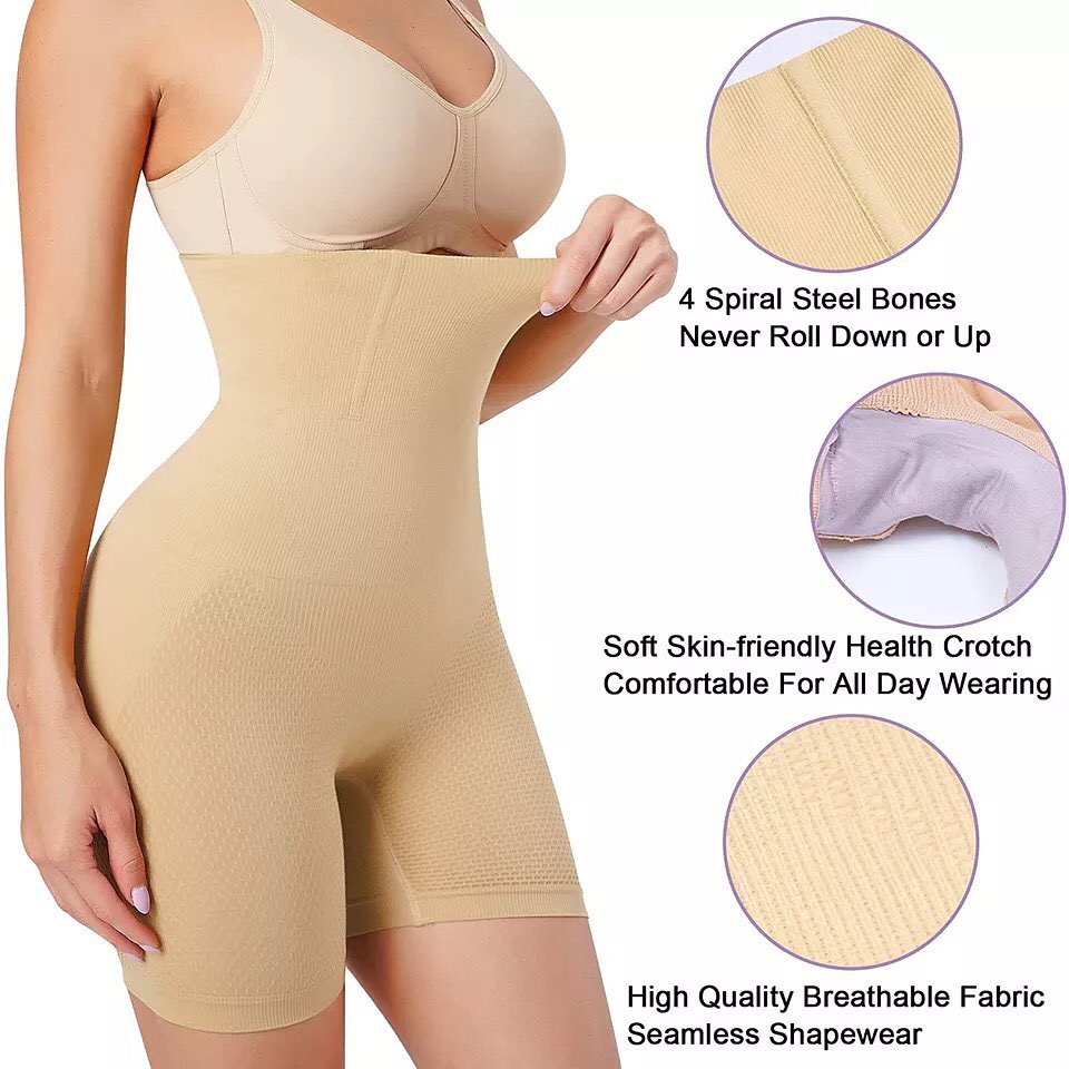 Florea -  High Waist Air Flex body shaper - Beige & Black-003