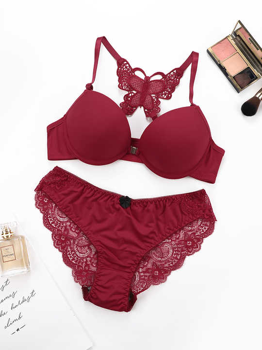 Florea - Butterfly  Front lock Bra panty set