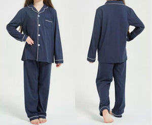 Florea - Kids Comfy Linen PJ Sets - Black