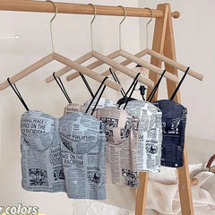 Florea - Newspaper Print Crop Top - White