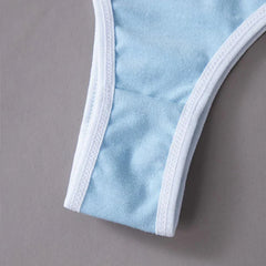 Florea - Seamless Sports Bra and Thong Set Free Size - Blue